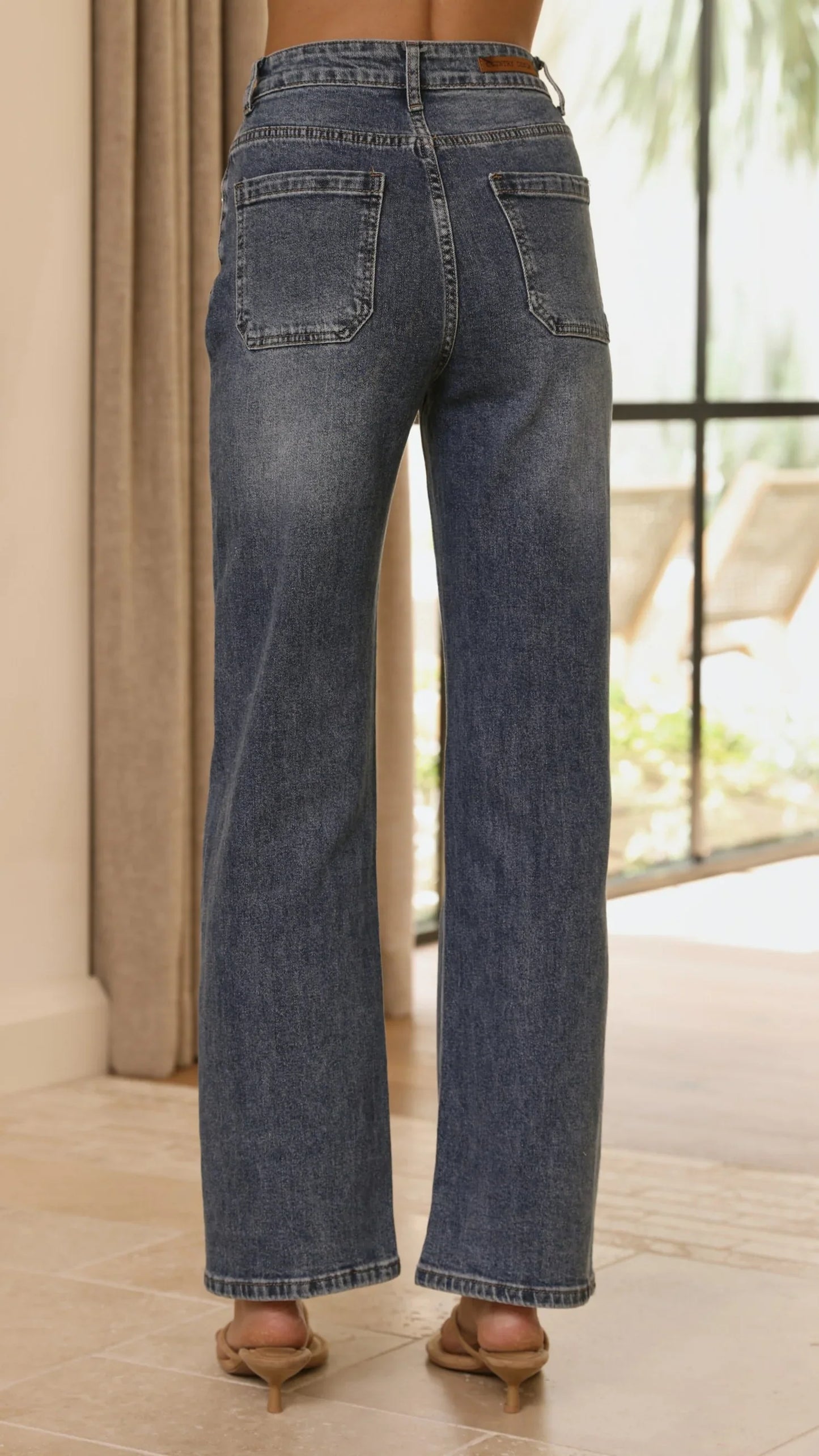Zana Straight Leg Jeans Mid Blue