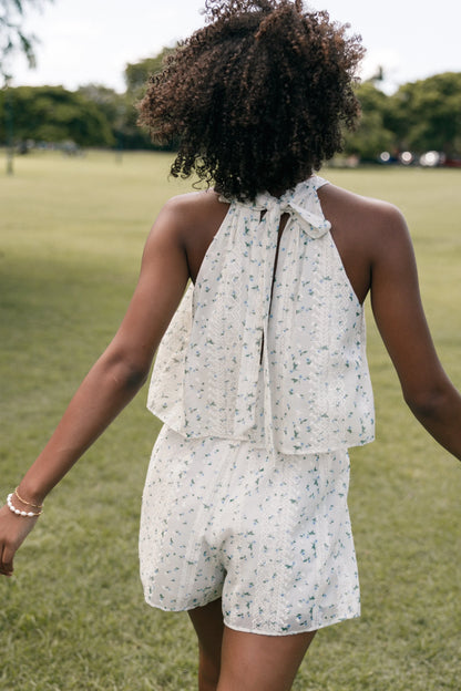 Mindy Halterneck Romper Blue Floral