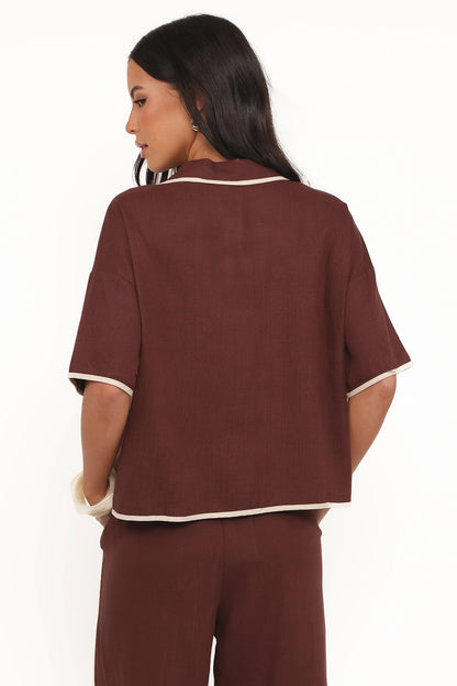 Dalton Tie Top Brown Cream