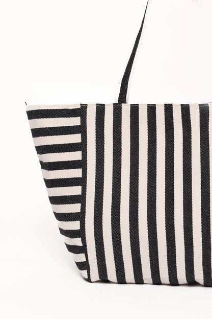 Savannah Beach Bag Black Stripe