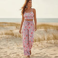 Pink Floral Boho Wide Leg Pants Set