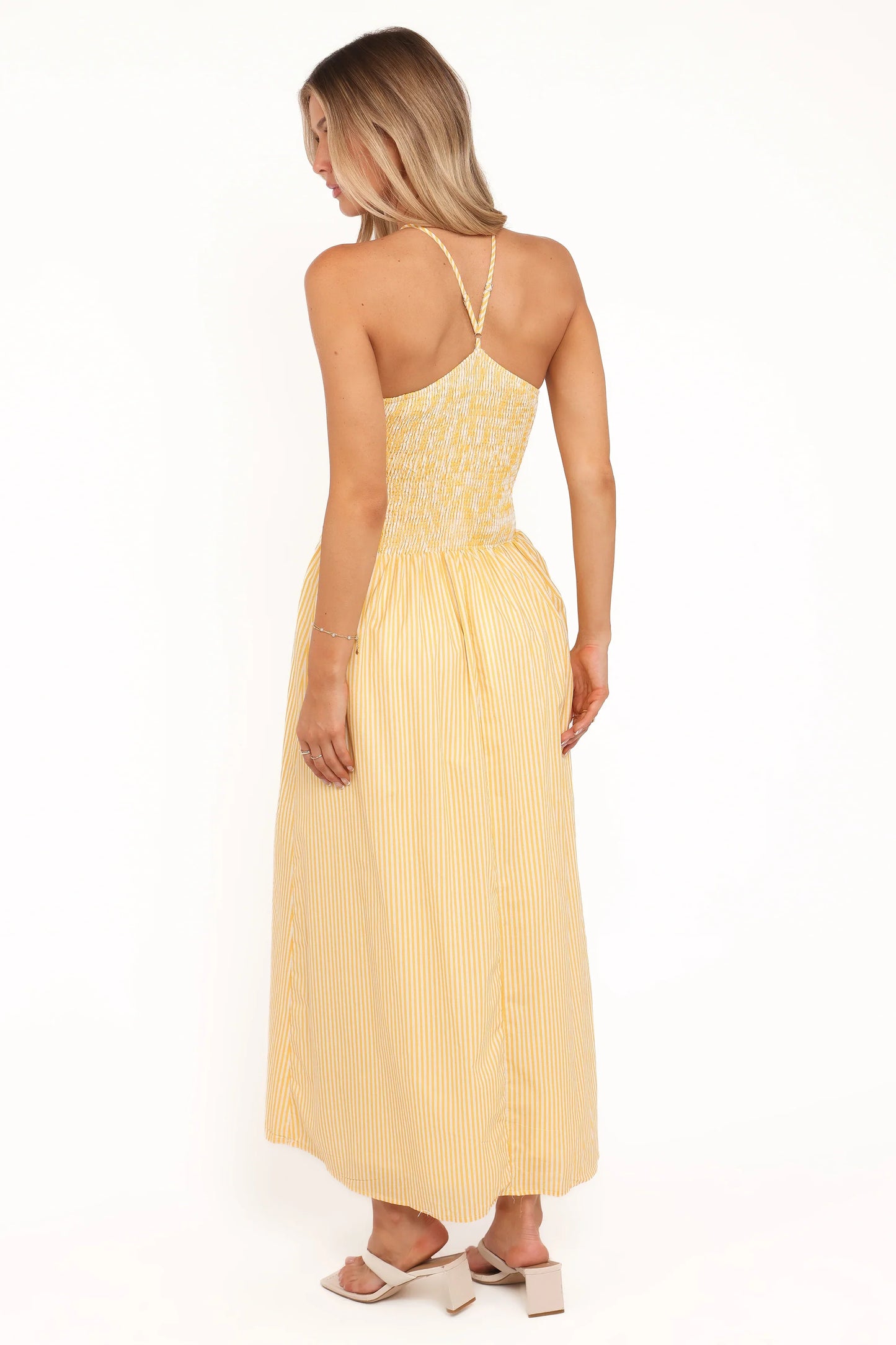 Aviva Smocked Midi Dress Mango Stripe