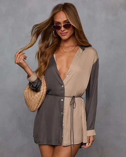 Laine Waist Tie Colorblock Romper