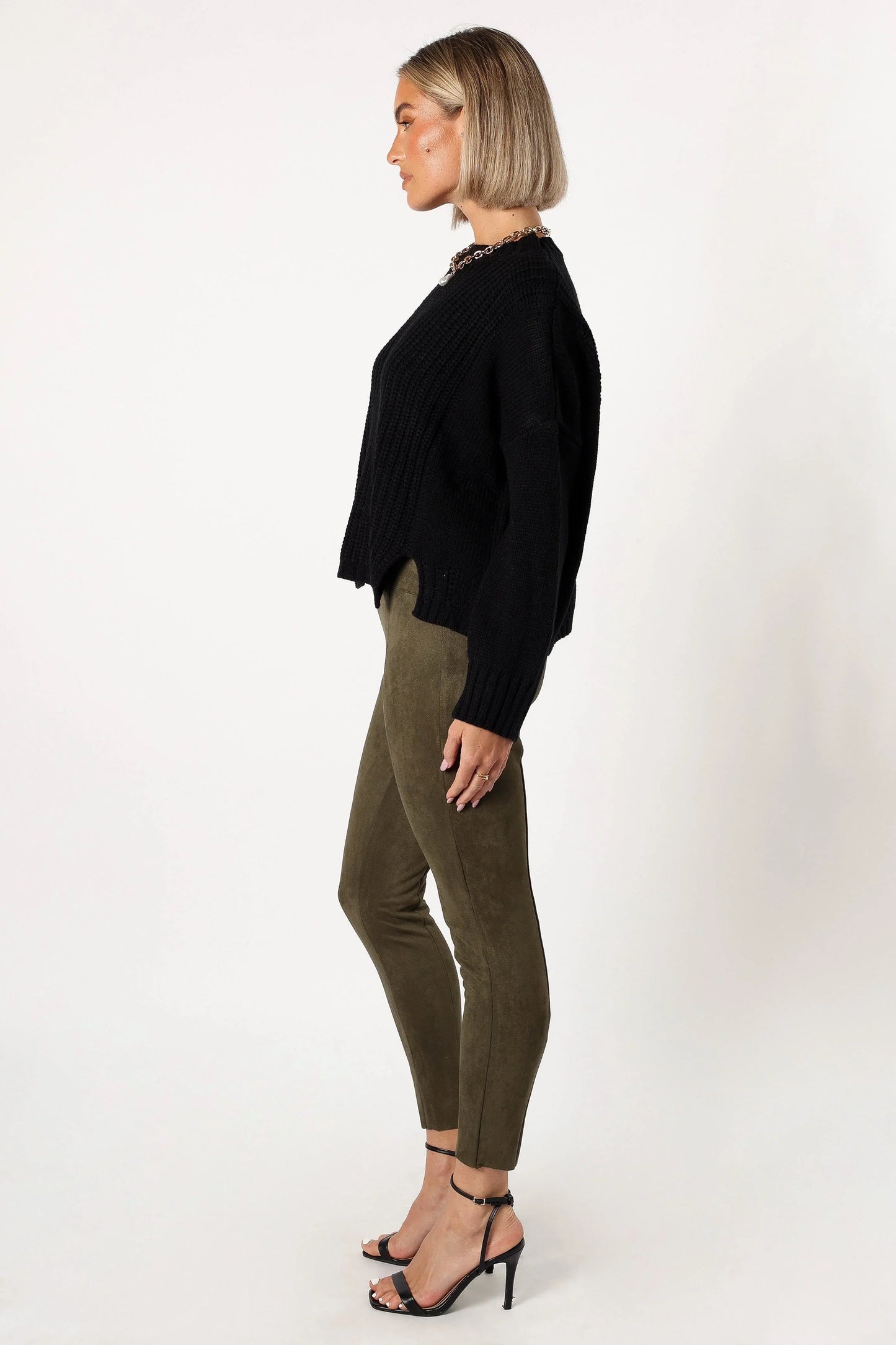 Morgan Suede Look Legging Olive