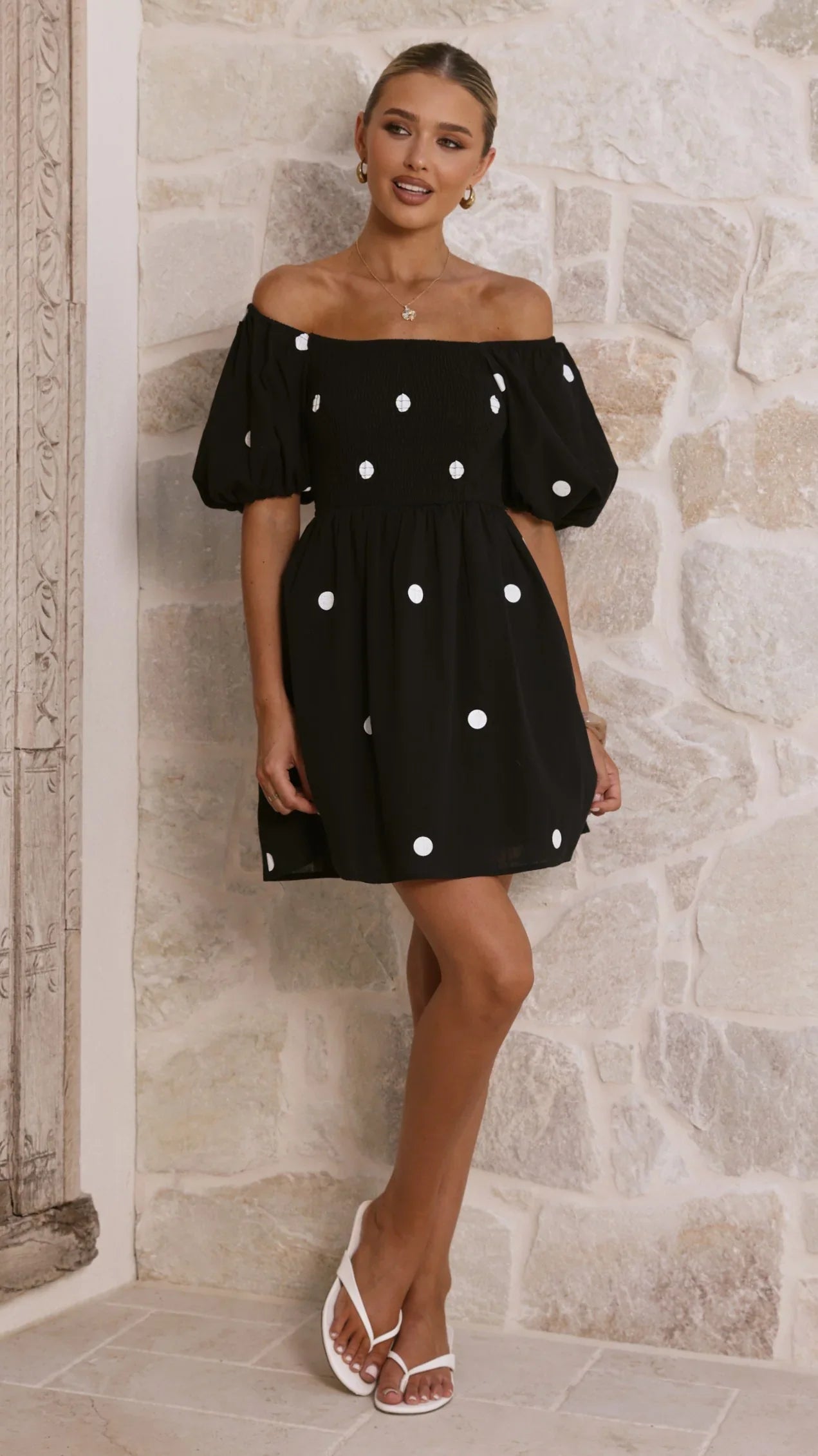 Marissa Mini Dress Black Polka