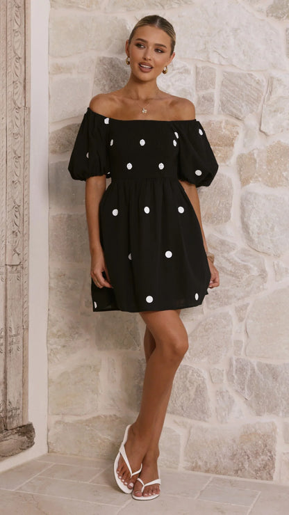 Marissa Mini Dress Black Polka