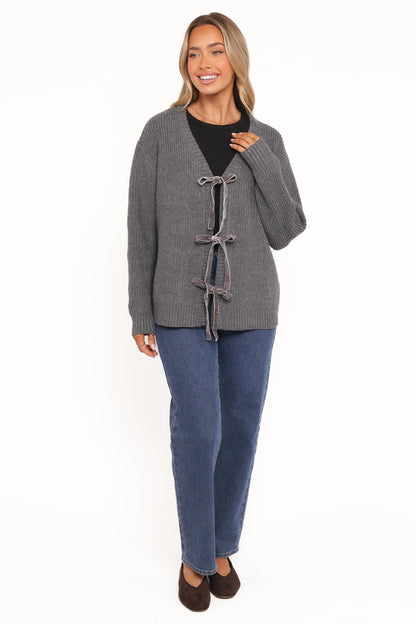 Hammond Tie Up Cardigan Grey