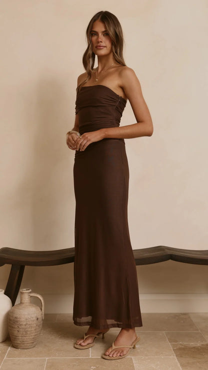 Ria Maxi Dress Chocolate