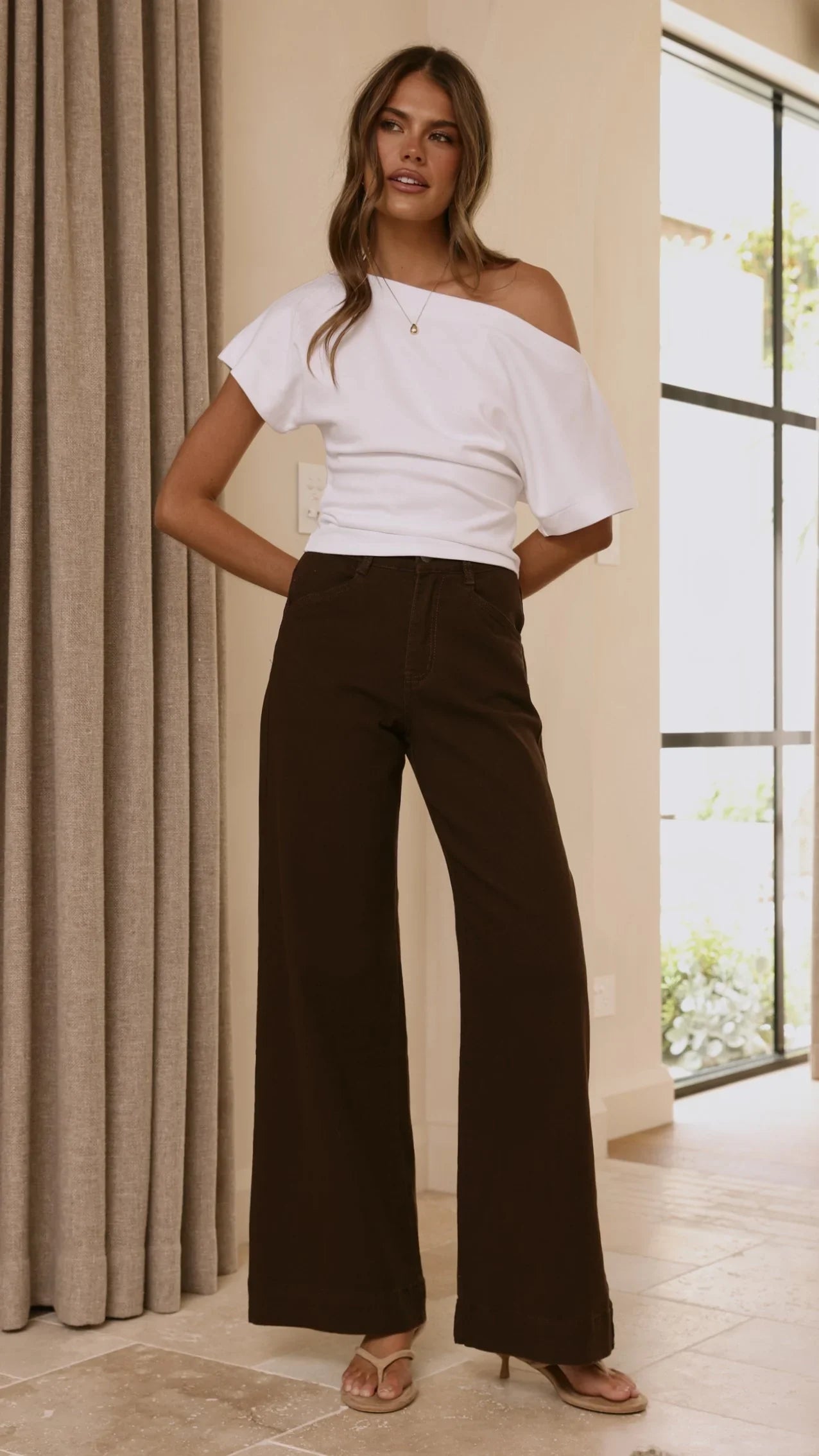 Zandra Wide Leg Jeans Chocolate