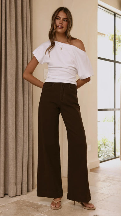 Zandra Wide Leg Jeans Chocolate