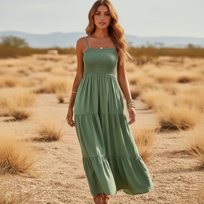 Casual Long Dress with Spaghetti Straps
