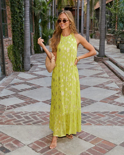Seaglass Skies Halter Maxi Dress