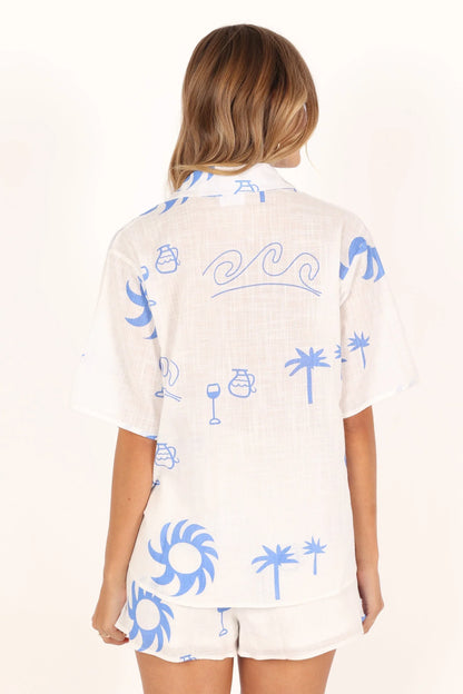 Sun Wave Short Set White Blue