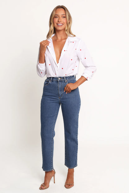 Cyra Heart Top White Red
