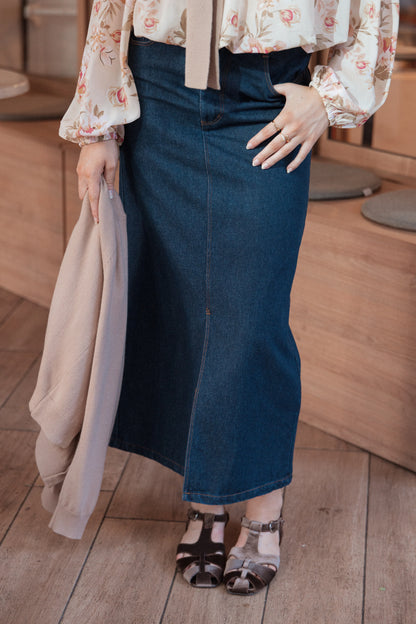 Dana Denim Midi Skirt Midnight
