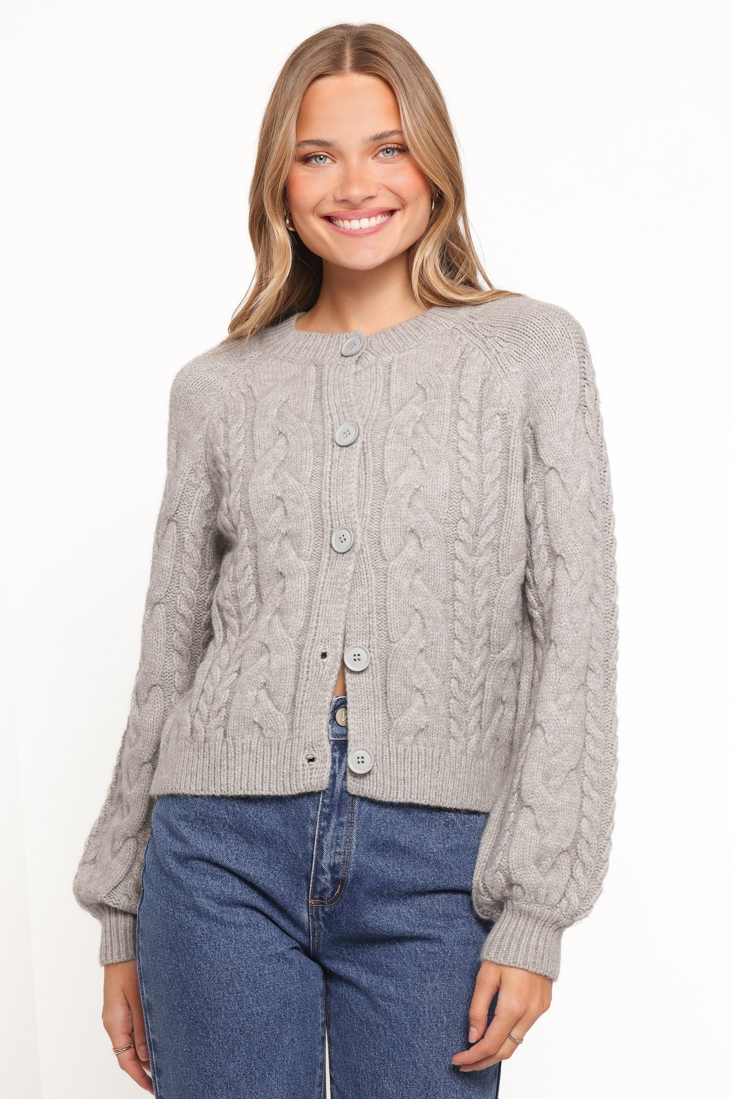 Nika Cable Knit Cardigan Grey