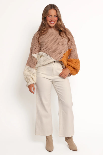 Koda Pattern Knit Sweater Beige Multi