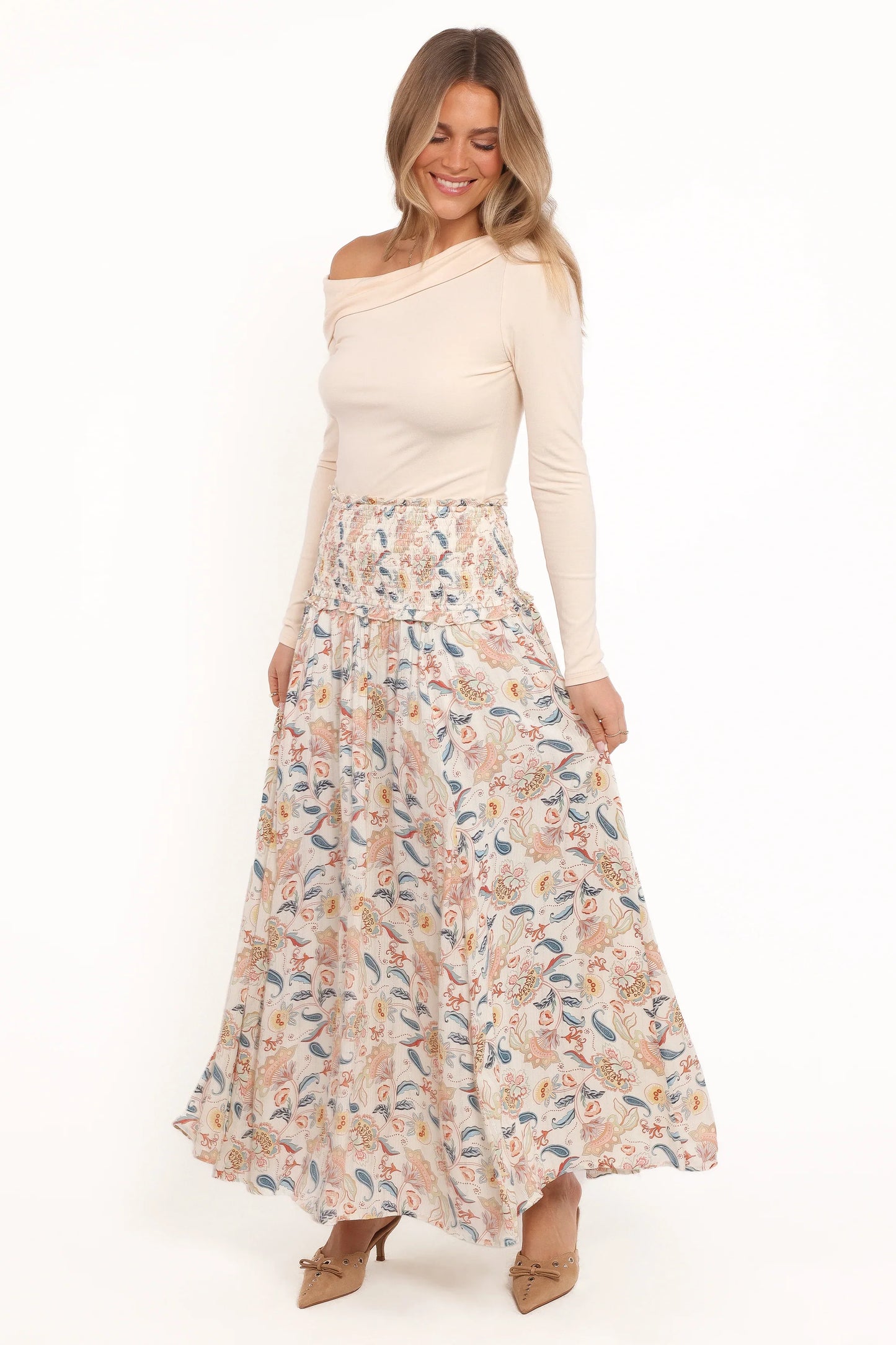 Seana Shirred Waist Maxi Skirt Paisley