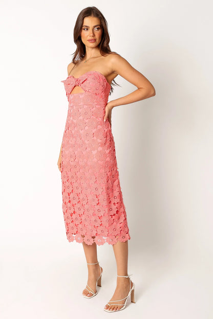 Tyler Strapless Midi Dress Watermelon