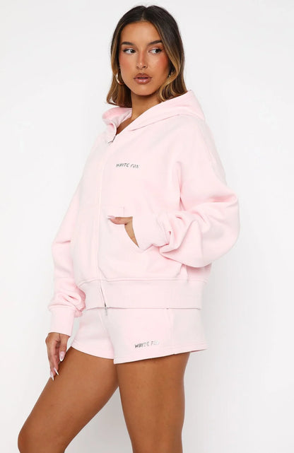 Test Drive Boxy Zip Front Hoodie Icy Pink
