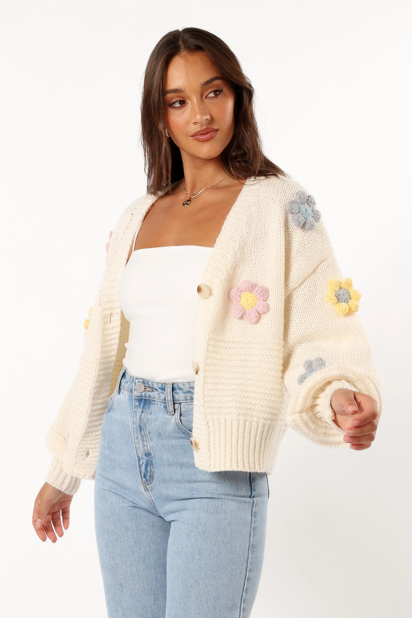Sienna Flower Cardigan Cream