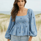 Boho Floral Print Peplum Top