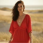 Backless V Neck Short Sleeve Maxi Dress