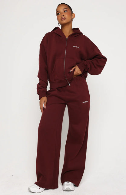 Test Drive Boxy Zip Front Hoodie Dark Cherry