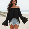 Off Shoulder Flare Sleeve Boho Top