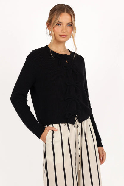 Wilde Bow Front Cardigan Black