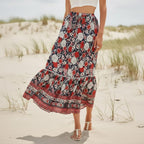 High Waist Floral Boho Maxi Skirt