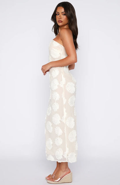 Paradise Cove Strapless Maxi Dress Cream
