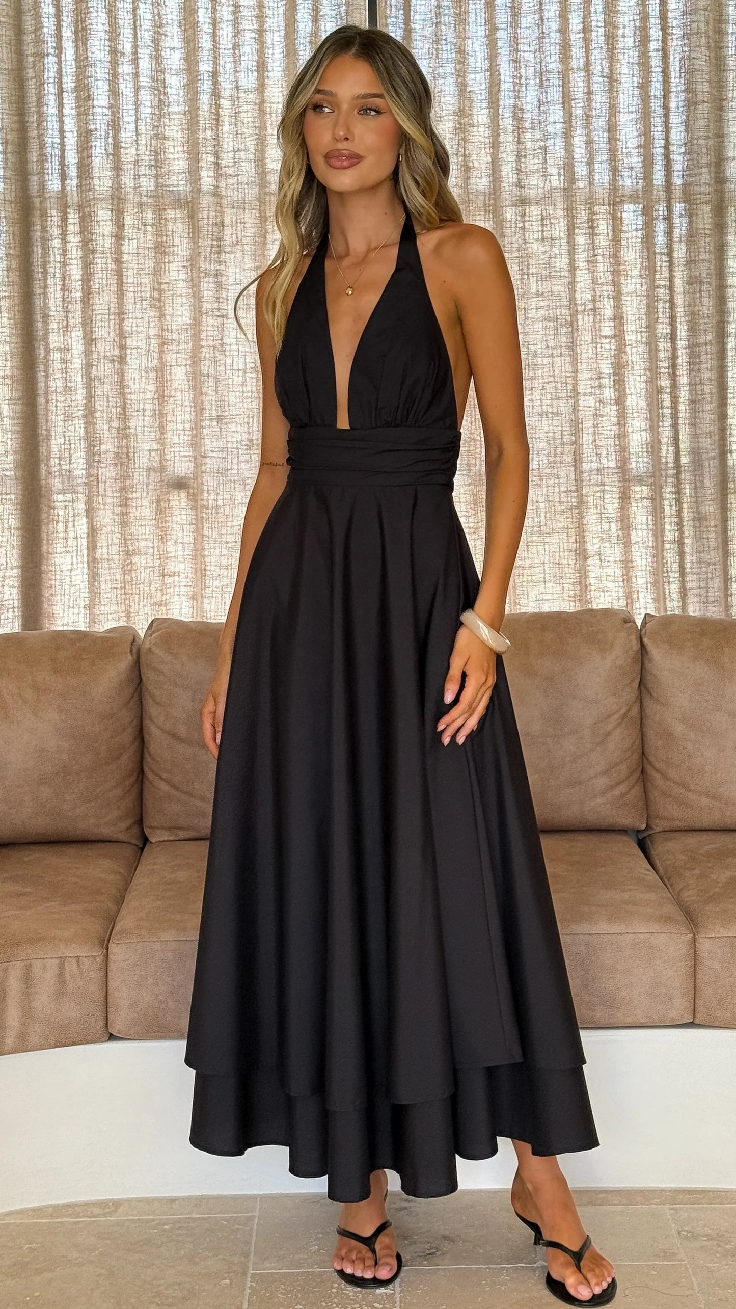 Kathy Halter Neck Maxi Dress Black