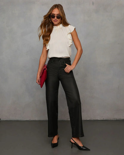 Tacie Mockneck Ruffle Sleeve Blouse