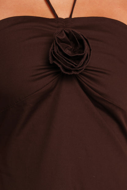 Soleila Halter Maxi Dress Chocolate