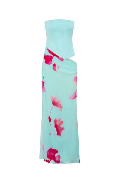 Peach Fizz Strapless Maxi Dress Amalfi Muse