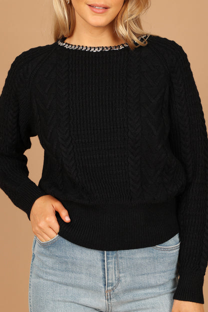 Liv Chain Detail Knit Sweater Black