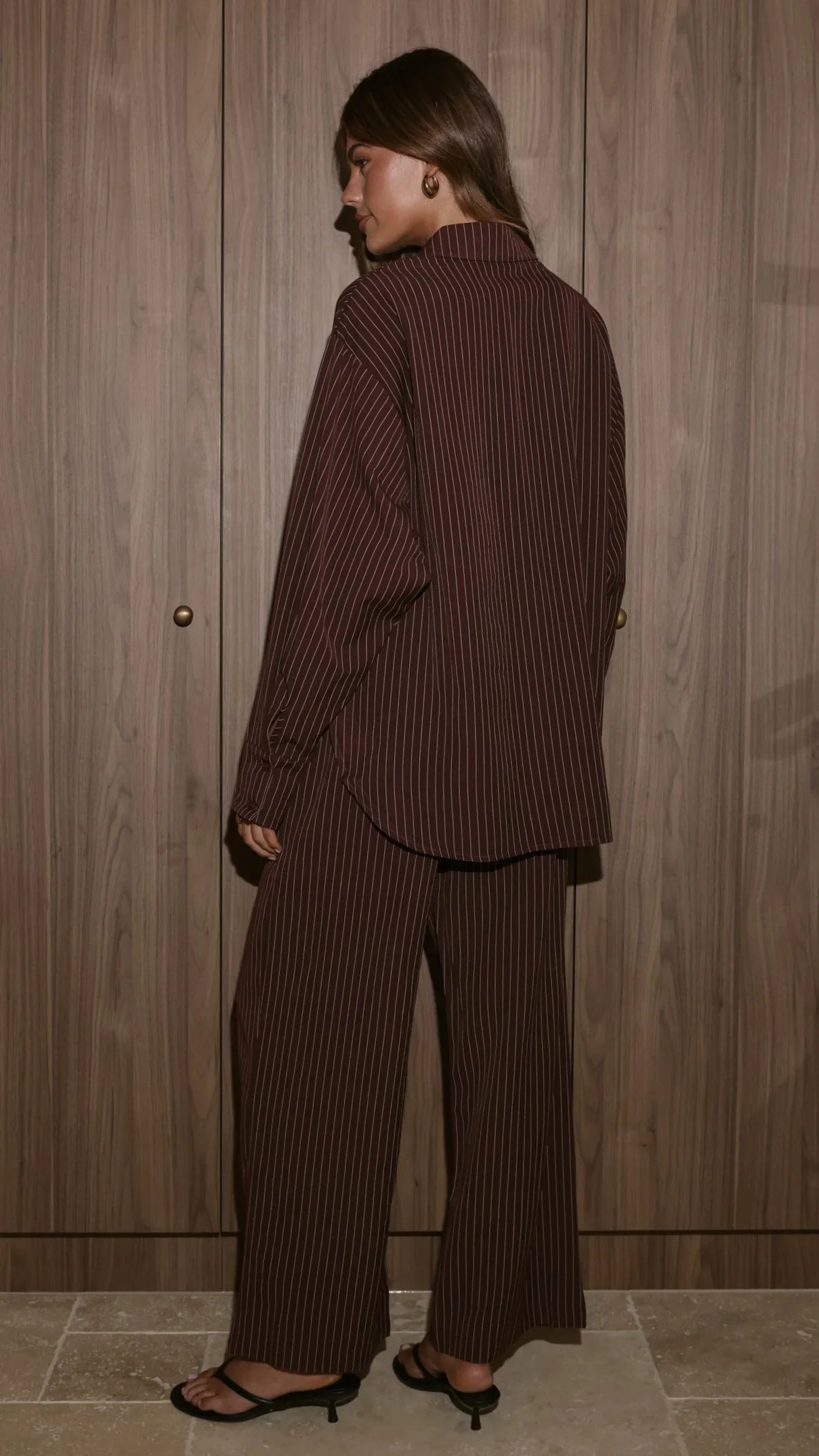 Zaila Pants Burgundy White Stripe