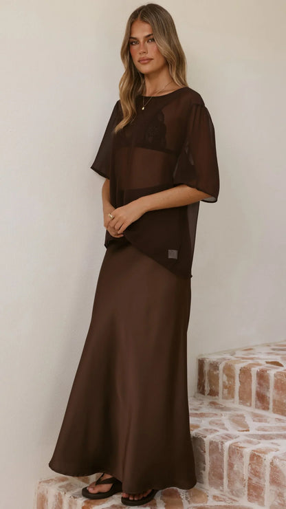 Davette Mesh T Shirt Chocolate