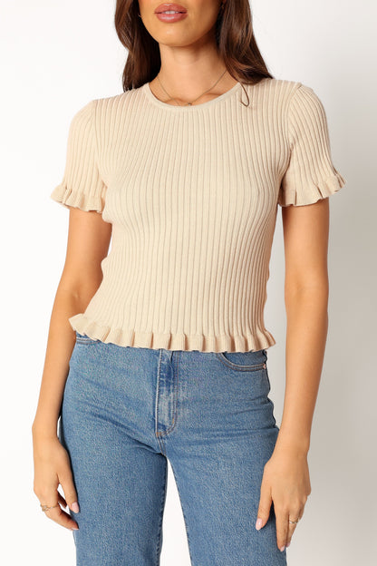 Jeana Knit Short Sleeve Top Taupe