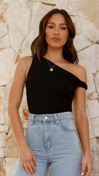 Jaegar Off Shoulder Bodysuit Black