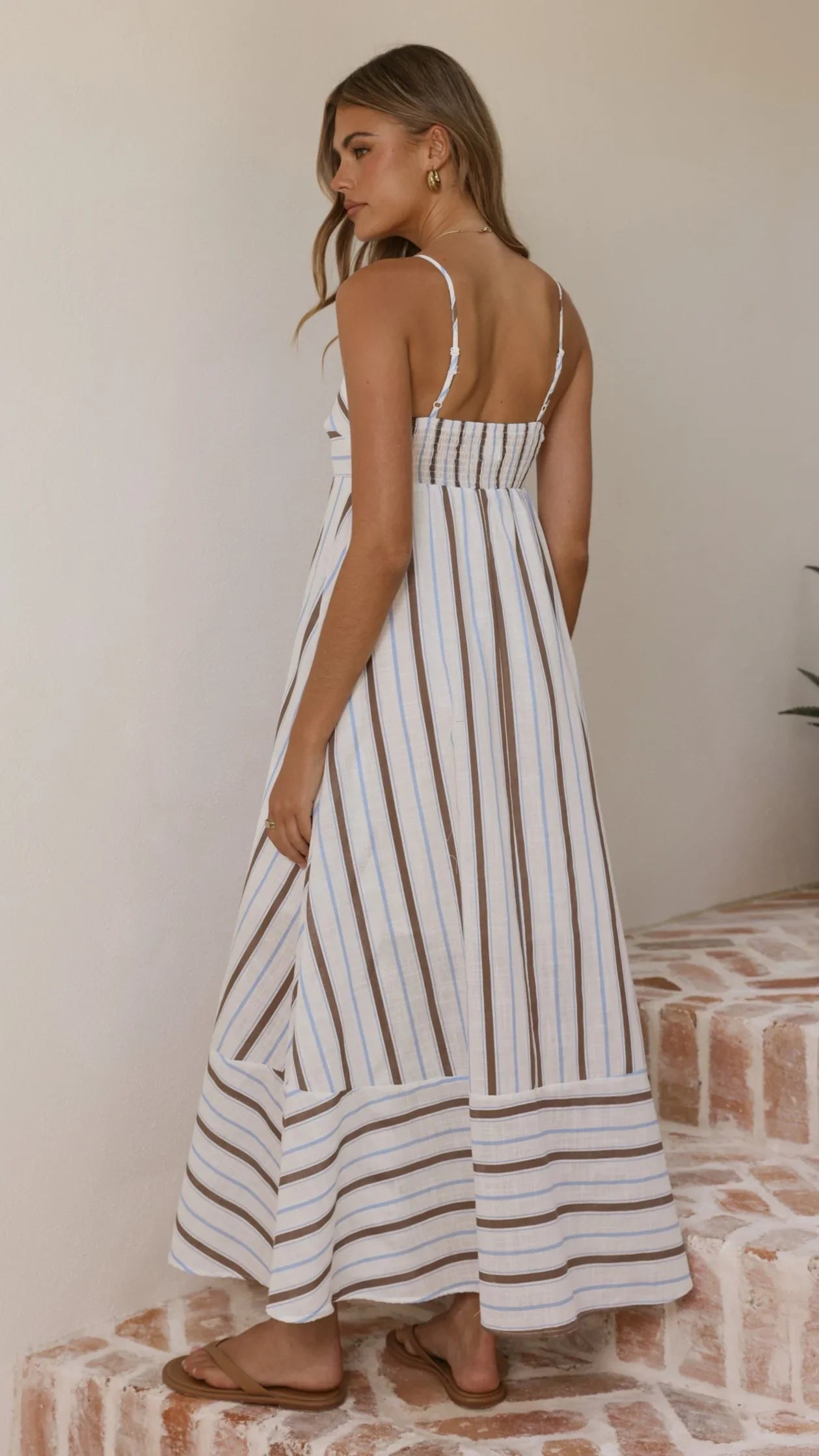 Marcel Maxi Dress Choc Blue Stripe