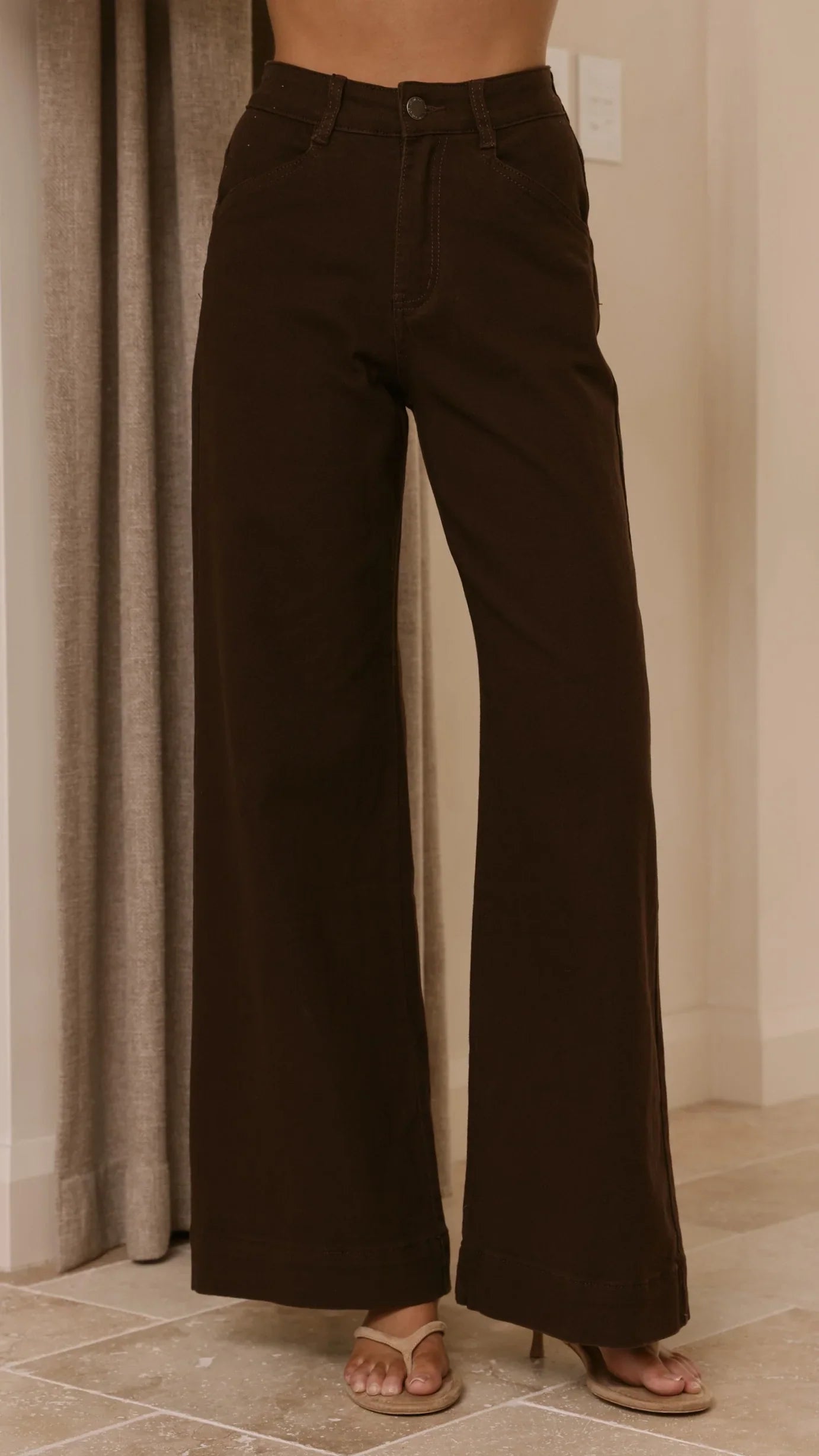 Zandra Wide Leg Jeans Chocolate