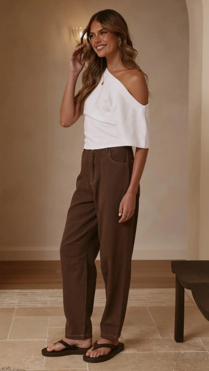 Cleora Barrel Jeans Chocolate