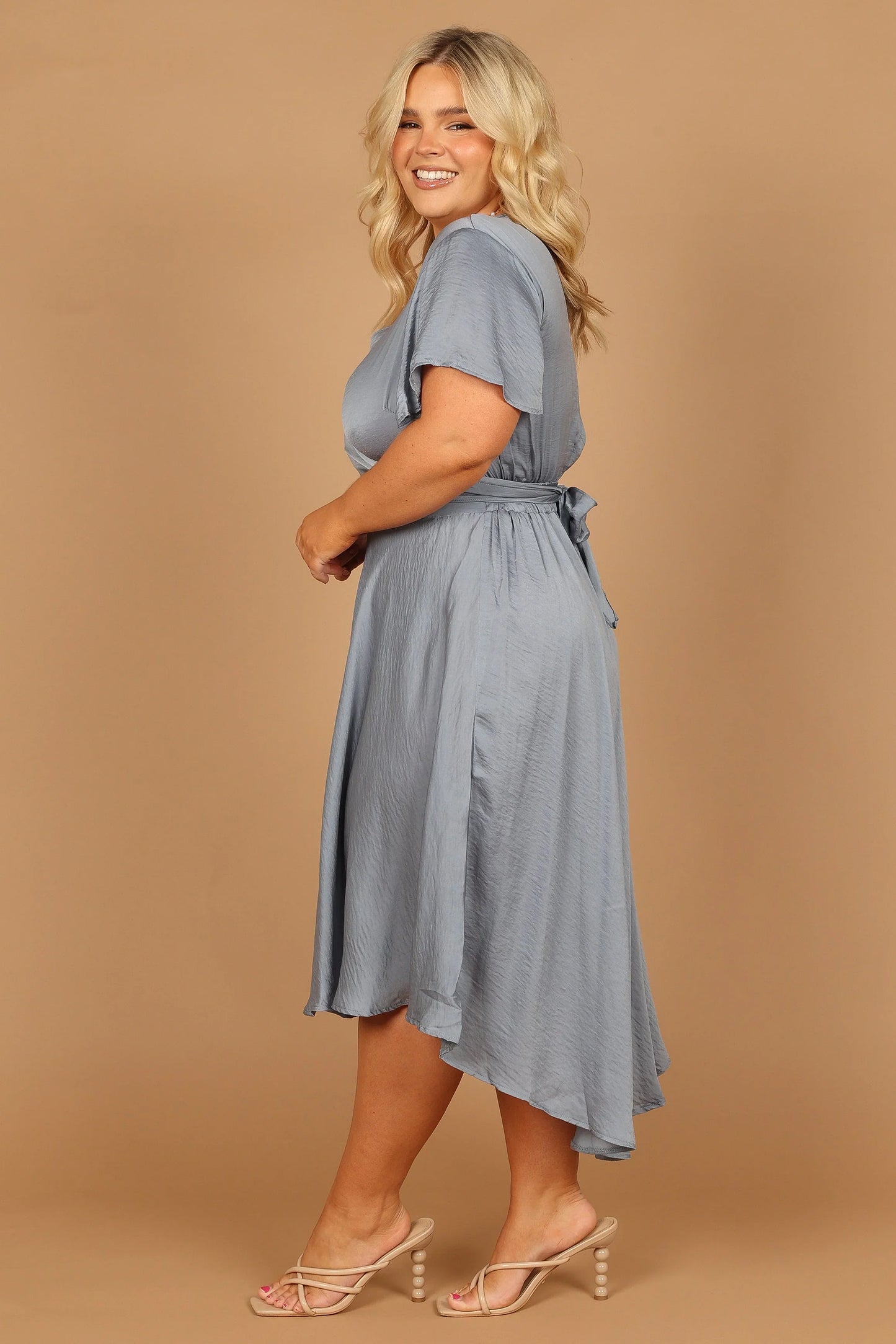 Amanda Hi Lo Tie Front Dress Blue