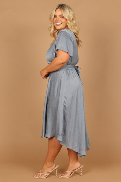 Amanda Hi Lo Tie Front Dress Blue