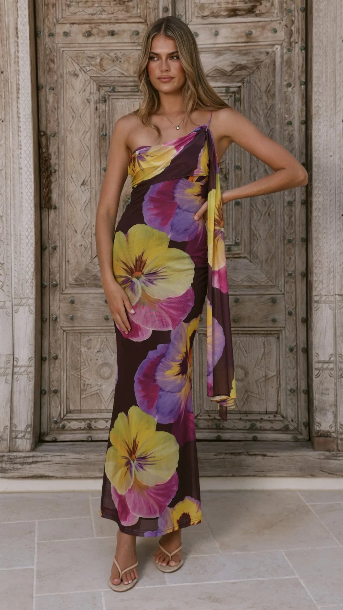 Haviana Maxi Dress Purple Yellow Floral