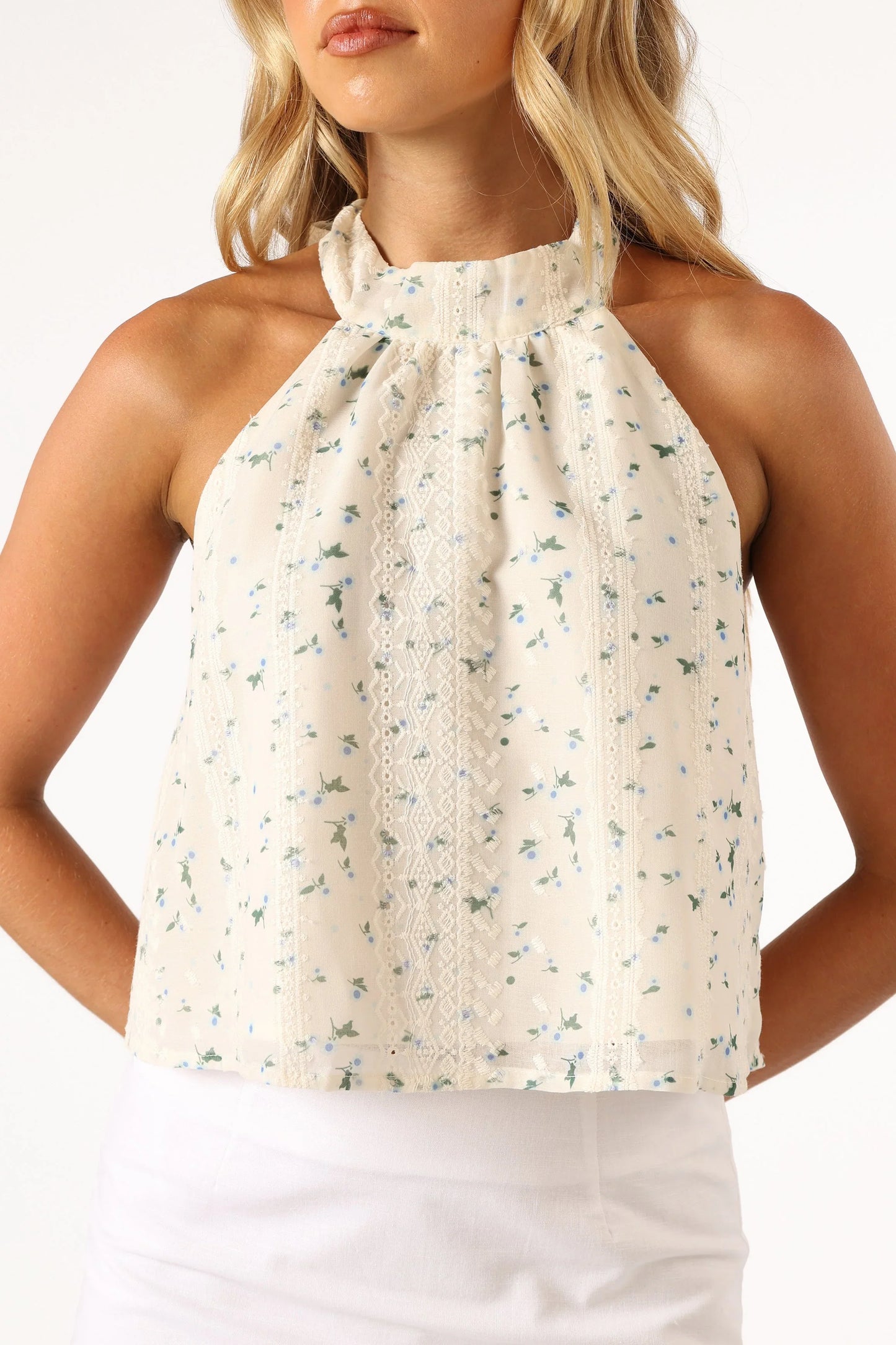 Willa Halterneck Top Blue Floral