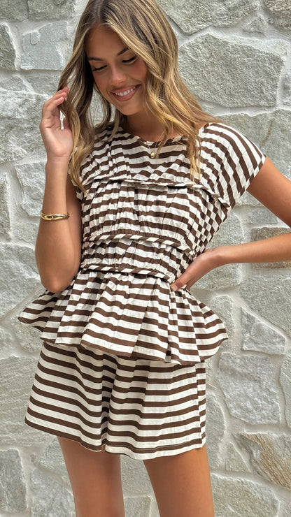 Kienna Top Chocolate Beige Stripe