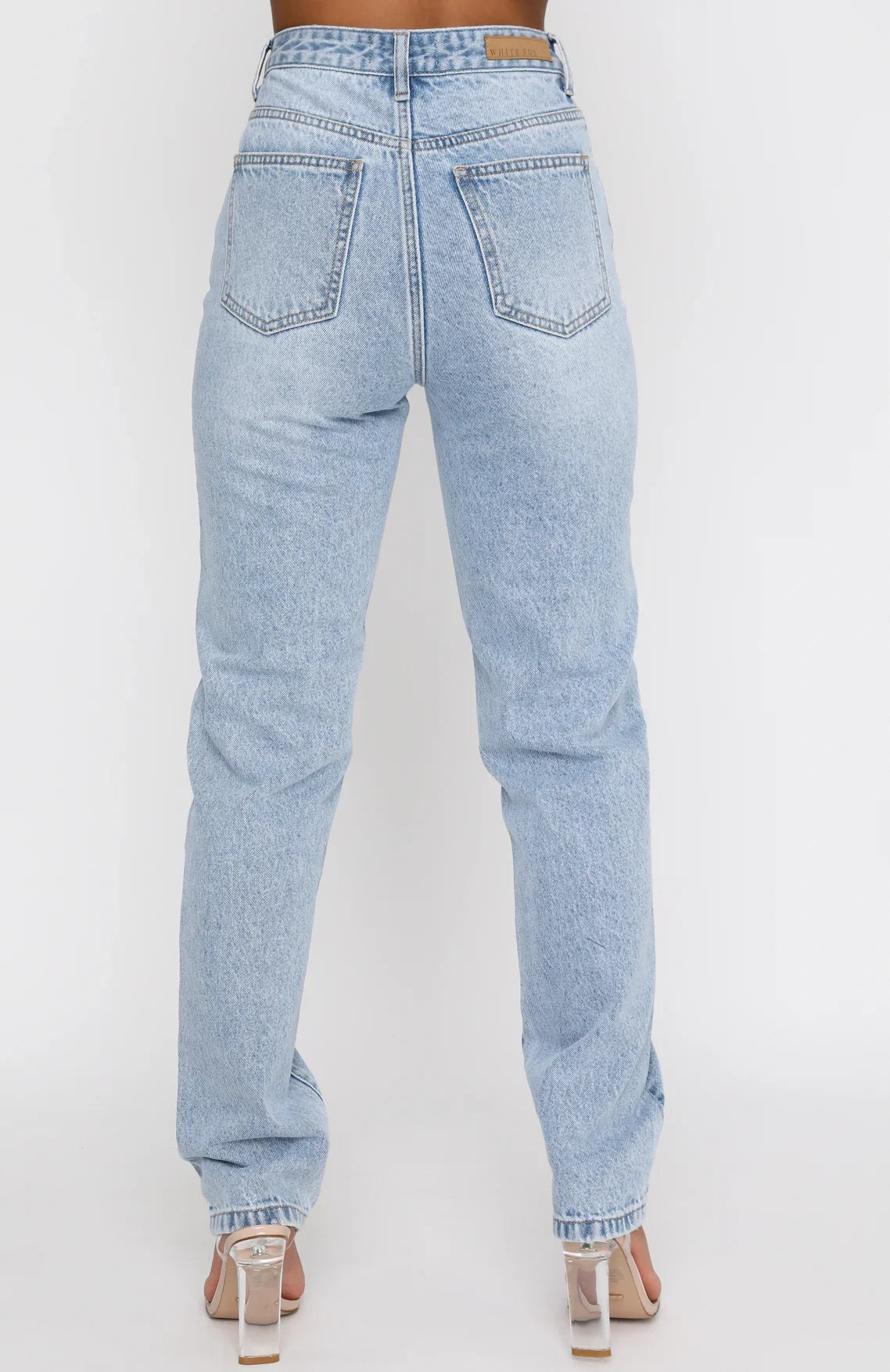 Whos That Girl Straight Leg Denim Jeans Washed Blue